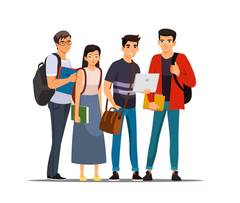 Students collaborating on campus